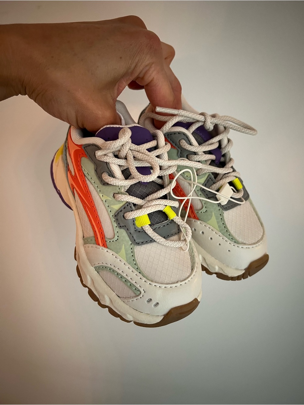 Zara White Sneakers with Orange, Purple & Yellow Accents